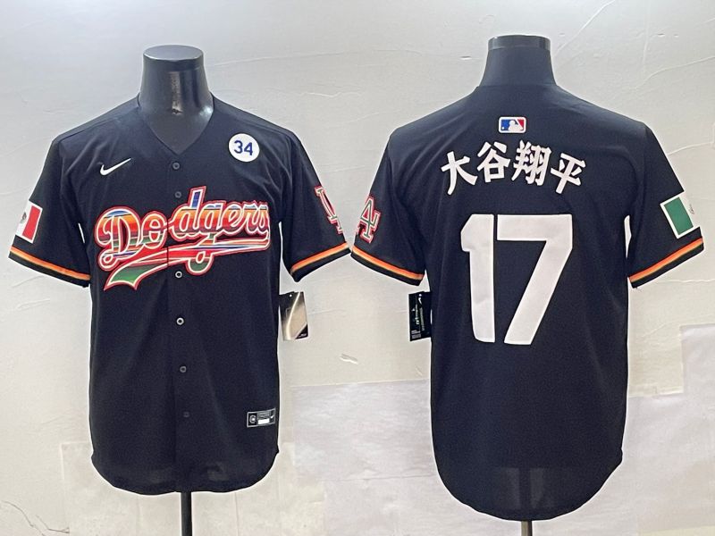 Men Los Angeles Dodgers #17 Ohtani Black rainbow 2025 Nike MLB Jersey style 4157->los angeles dodgers->MLB Jersey